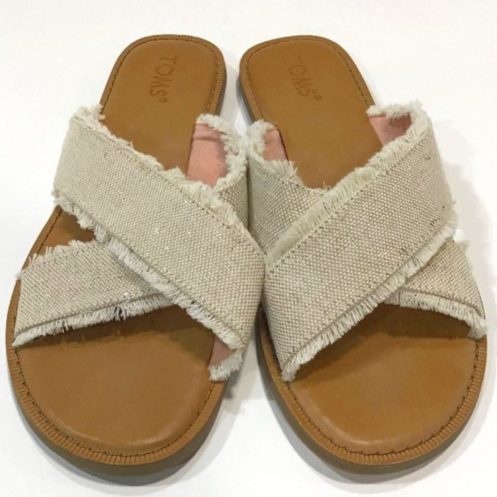 Tom’s Viv Slide Sandal Natural Metallic Jute 10